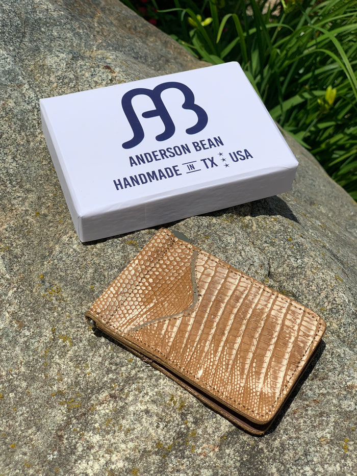 Anderson Bean Genuine Exotic Leather Money Clip Card Holder
