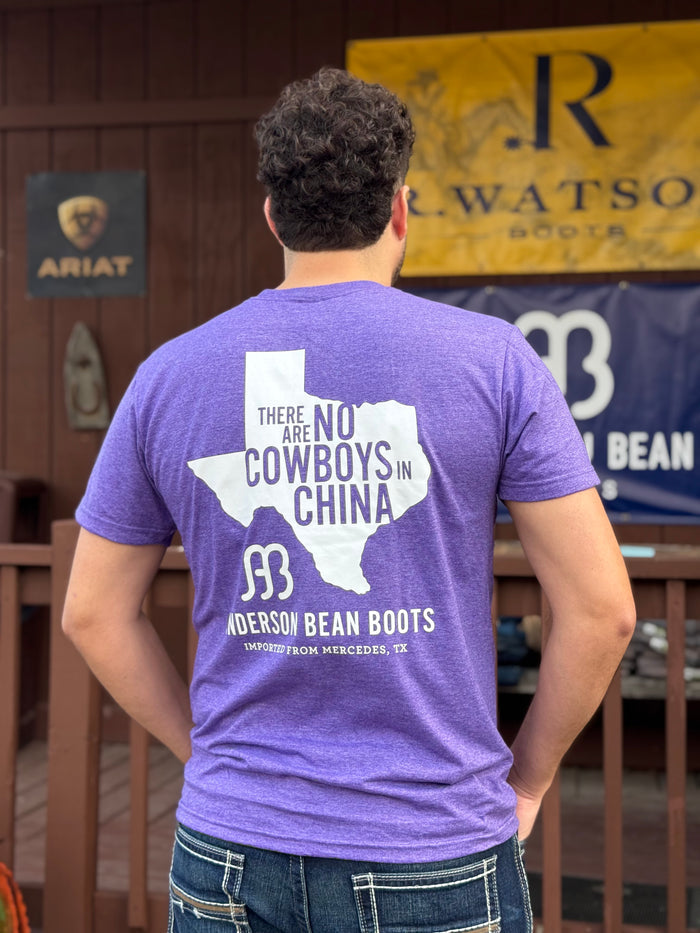 Anderson Bean Heather Purple "No Cowboys In China" Tee Shirt