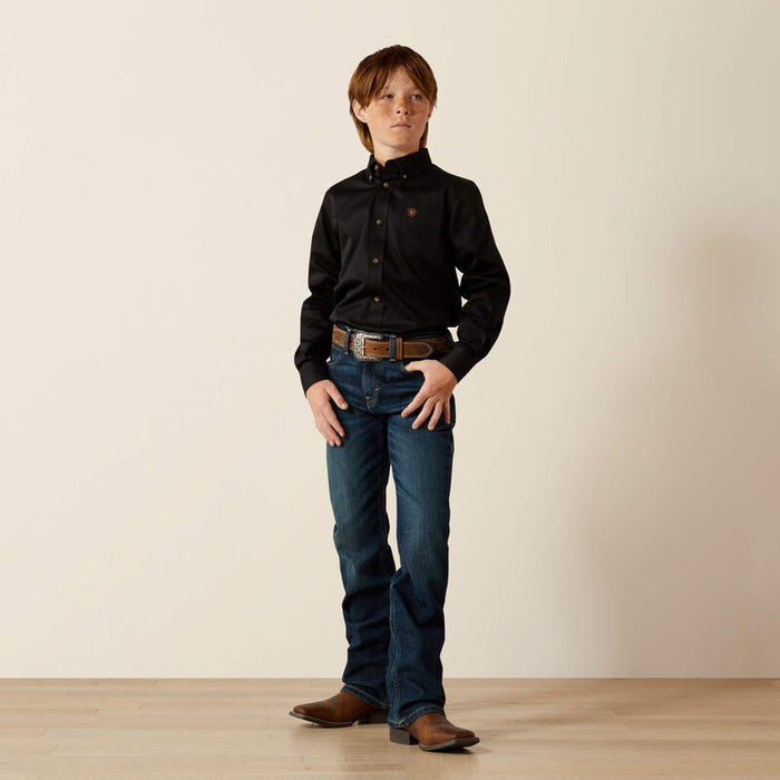 Ariat Boy's B4 Chief Dark Wash Relaxed Stretch Legacy Boot Cut Jeans 10027675