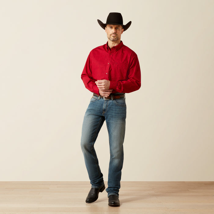 Ariat Men's Tyson Red Abstract Print Classic Fit Button Long Sleeve Western Shirt 10065853