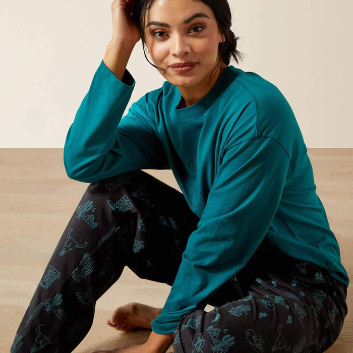 Ariat Women's Dreams Teal & Black Desert Print Pajama Set 10065826