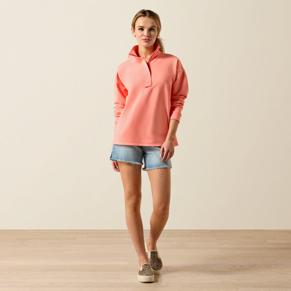 Ariat Women's Shell Pink/Coral Breeze Logo 1/2 Zip Mock Neck Sweatshirt 10071260
