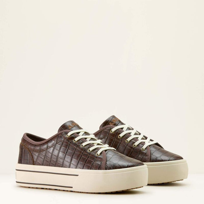 Ariat Women's Skylar Brown Luxe Expresso Croc Print Leather Casual Shoe 10063890