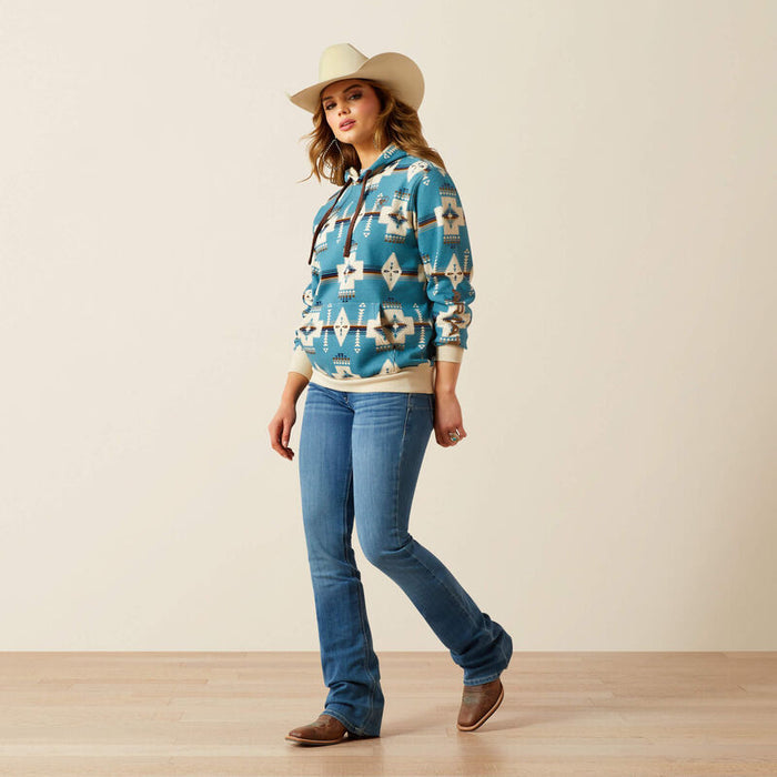 Ariat Women's Teal Southwestern Aztec Print 2.0 Logo Hoodie 10062292