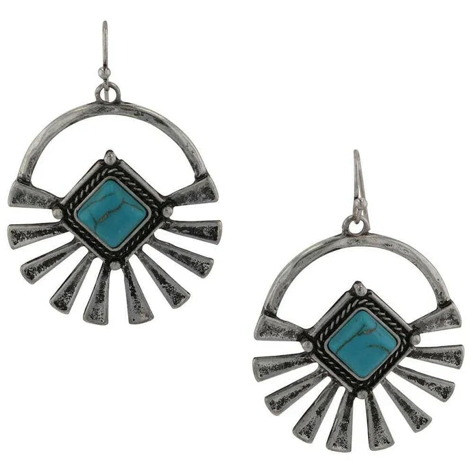 Attitude by Montana Silversmiths Sunburst Sky Turquoise Silver Plated Earrings AER6045