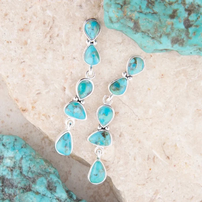 Barse Jewelry Durango Blue Turquoise and Silver Linear Post Earrings DURGE03T01P