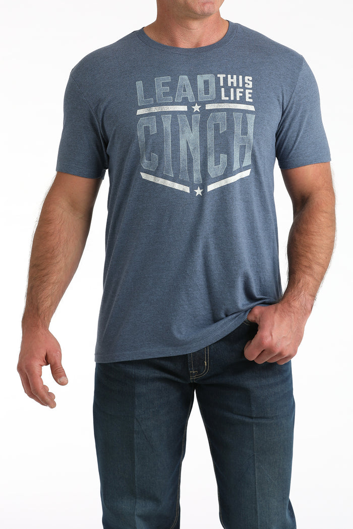 Cinch Men's Heather Blue "Cinch Life' Graphic Tee Shirt MTT1690701