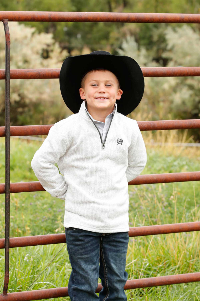 Cinch Youth Light Grey 1/4 Zip Sweater Knit Pullover MWK7980003