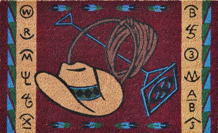 El Paso Cowboy Hat & Lasso Outdoor Coir Mat 117