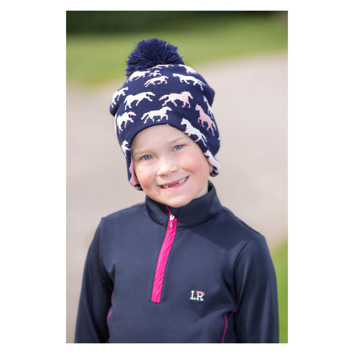 Hy Equestrian Flaine Childrens Hat: Navy/Pink