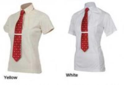 Ladies Short Sleeve Tie Shirt White