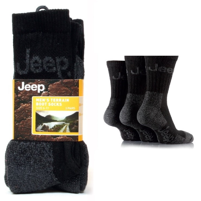 Mens Jeep Socks Pack Of 3: Black