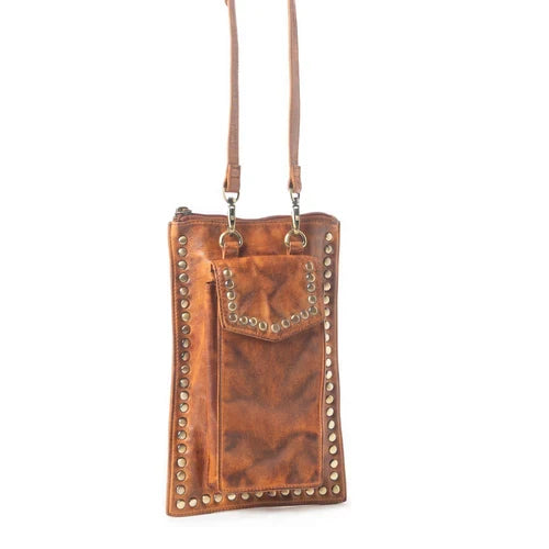 Myra Bag Burnt Honey Brown Western Wanderer Genuine Leather Crossbody Purse S-12868