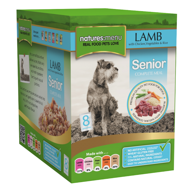 Natures Menu: Senior Pouch Lamb Veg & Rice 8x300gm
