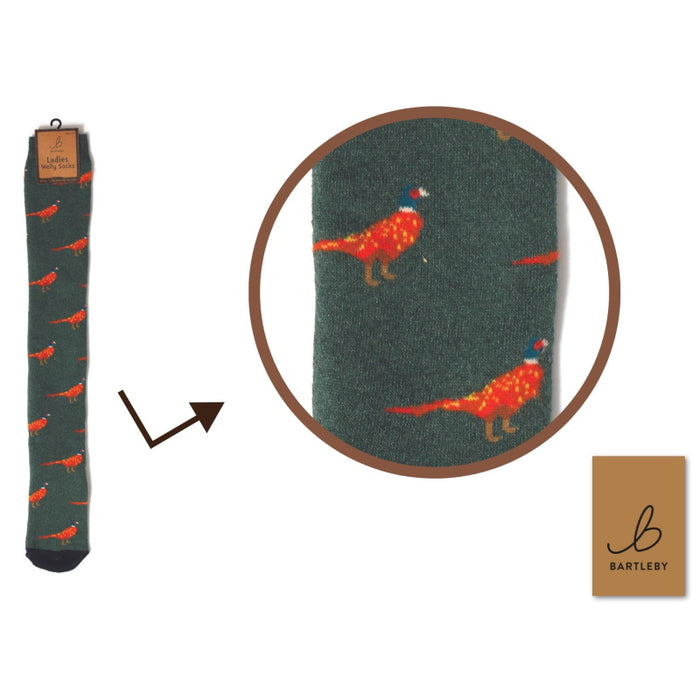 Otterdene Ladies Funky Welly Sock: Country Pheasant