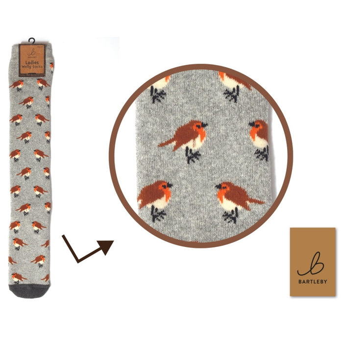 Otterdene Ladies Funky Welly Sock: Country Robin