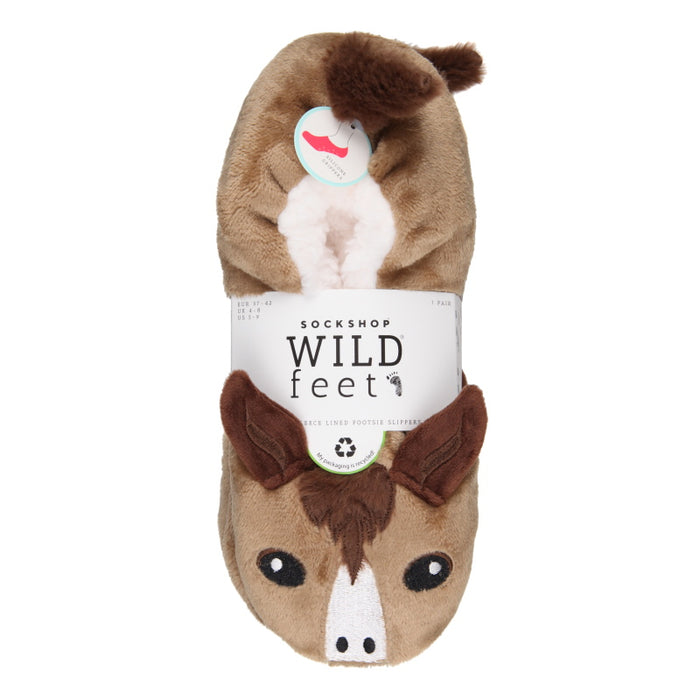 Platinum Ladies Fluffy Footsie Slippers: Horse
