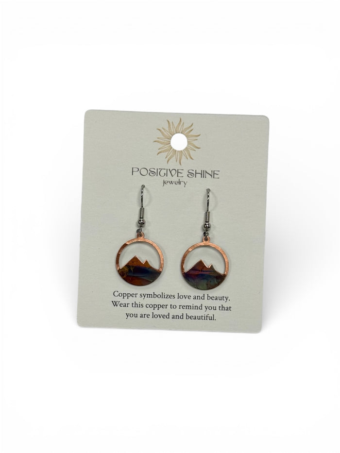 Positive Shine Jewelry Circle Mountain Fire-Painted Copper Earrings