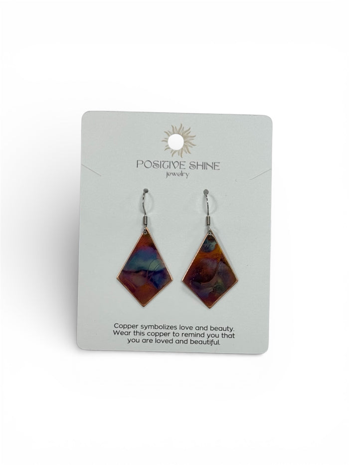 Positive Shine Jewelry Kite Shaped Fire-Painted Copper Earrings