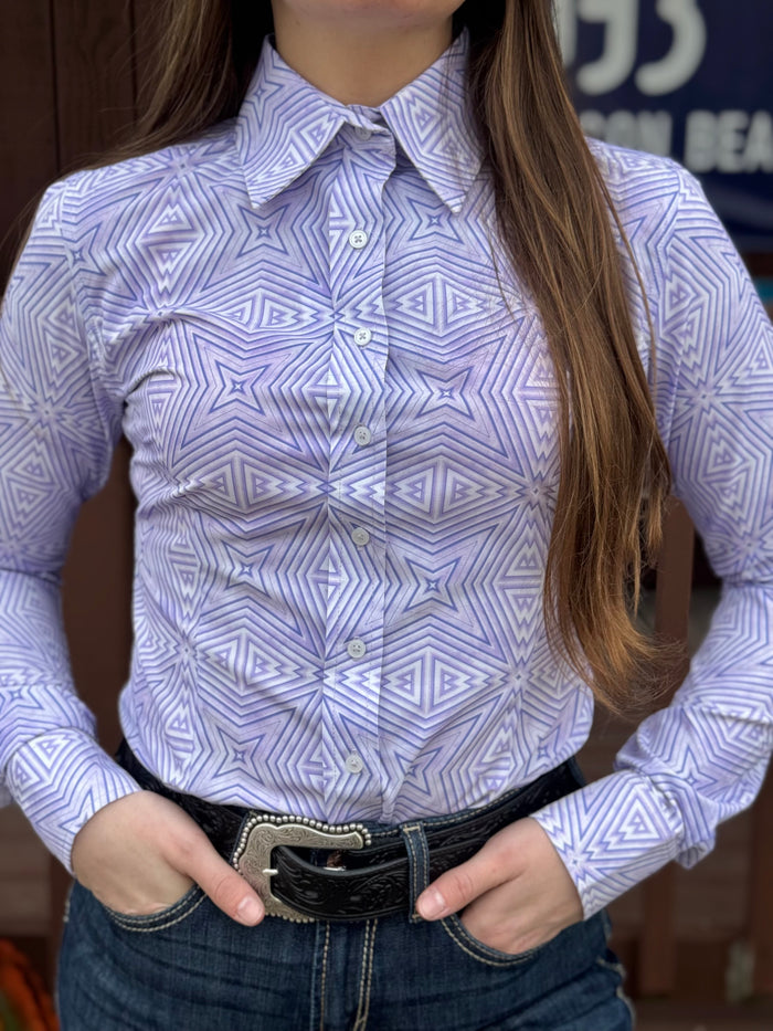 RHC Equestrian Women's Geo Purple Seamless Western Show Shirt 70458
