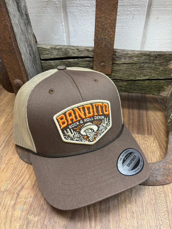 Rock & Roll Denim Brown & Tan 'Bandito' Patch Snapback Ball Cap BU40X09134