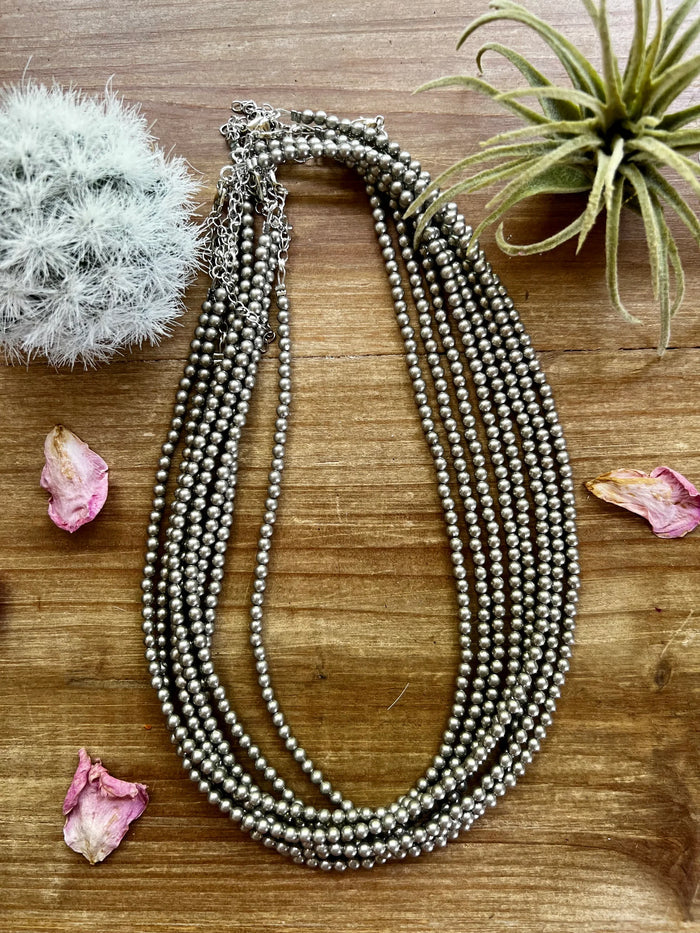 The Bijoux FAB 14" 4mm Silver Plated Pearl Necklace CHO-PLA-015-SIL