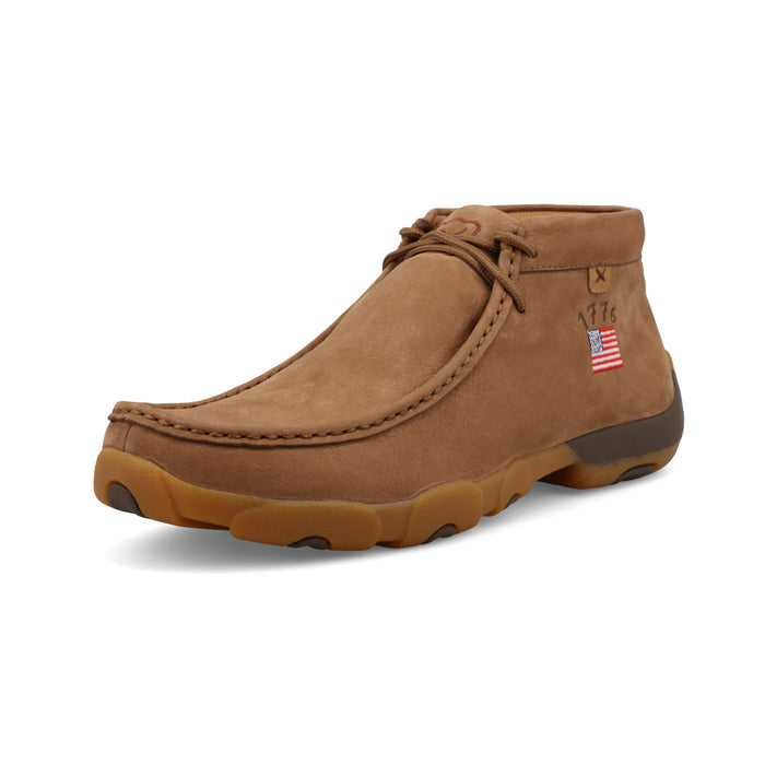 Twisted X Men's Camel Brown & 1776 American Flag Leather Chukka Driving Moc MDM0110