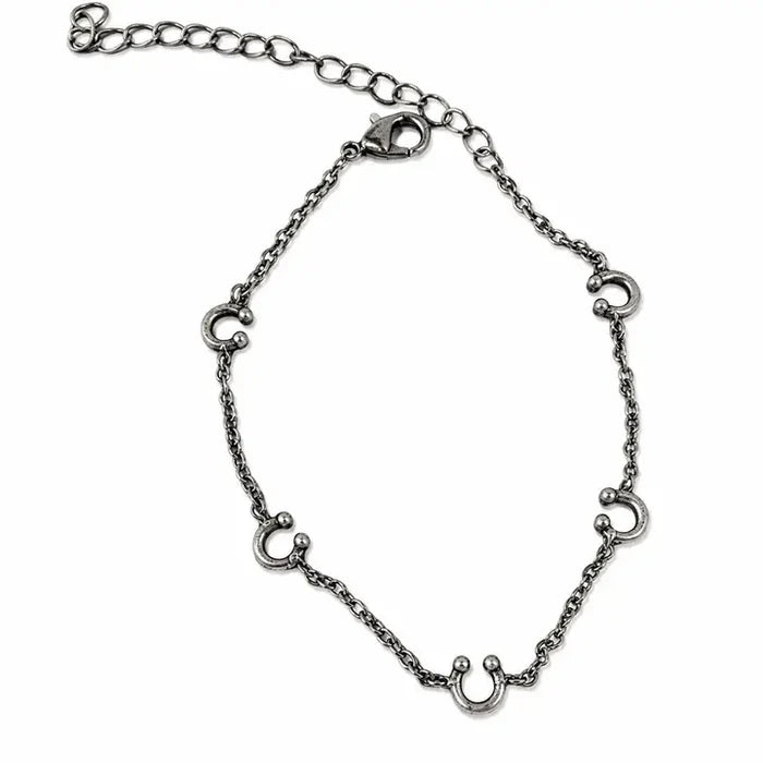 West & Co 18K White Gold Plated Horseshoe Charm Dainty Chain Bracelet WC-BR21GWG
