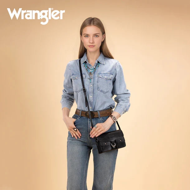 Wrangler Black Vintage Inspired Crossbody Bag WG320-209BK