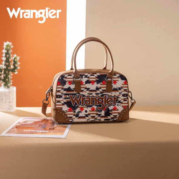 Wrangler Brown Aztec Print Crossbody Satchel WG302-8132BR