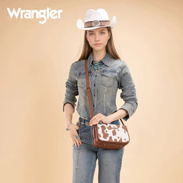 Wrangler Brown Cow Print Crossbody Purse WG301-1833