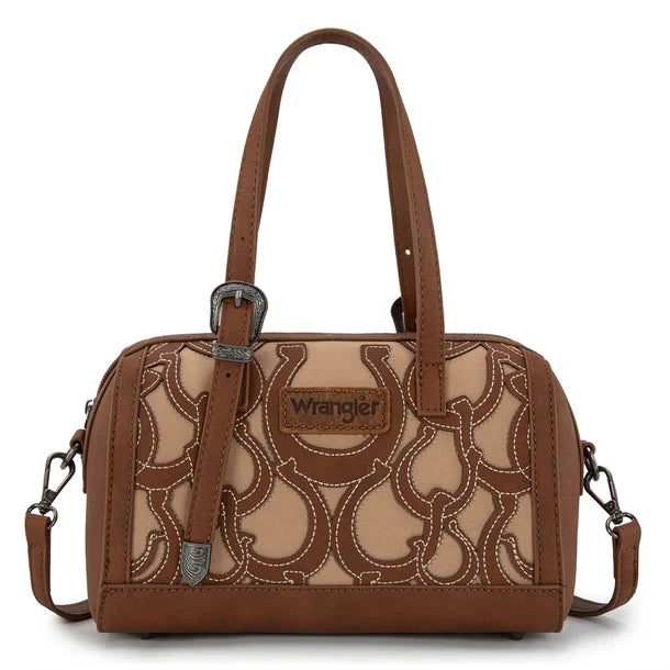 Wrangler Brown & Tan Horseshoe Cutout Mini Boston Crossbody Bag WG292-9012BR