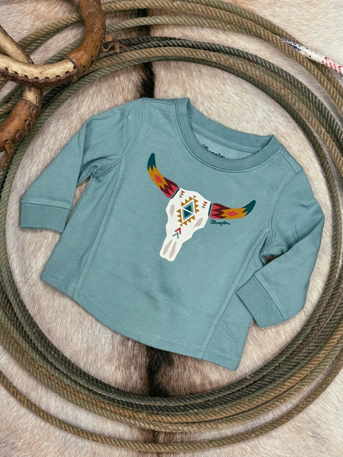 Wrangler Girl's Infant Blue Steerhead Graphic Long Sleeve Sweatshirt 112371938