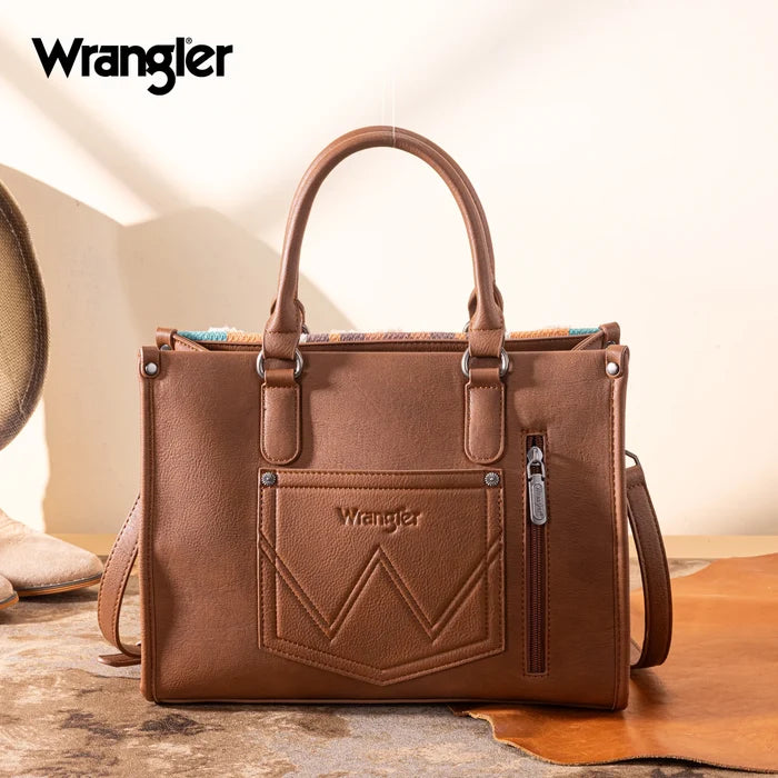 Wrangler Sherpa Aztec Canvas Crossbody Tote Purse WG313-8119BR