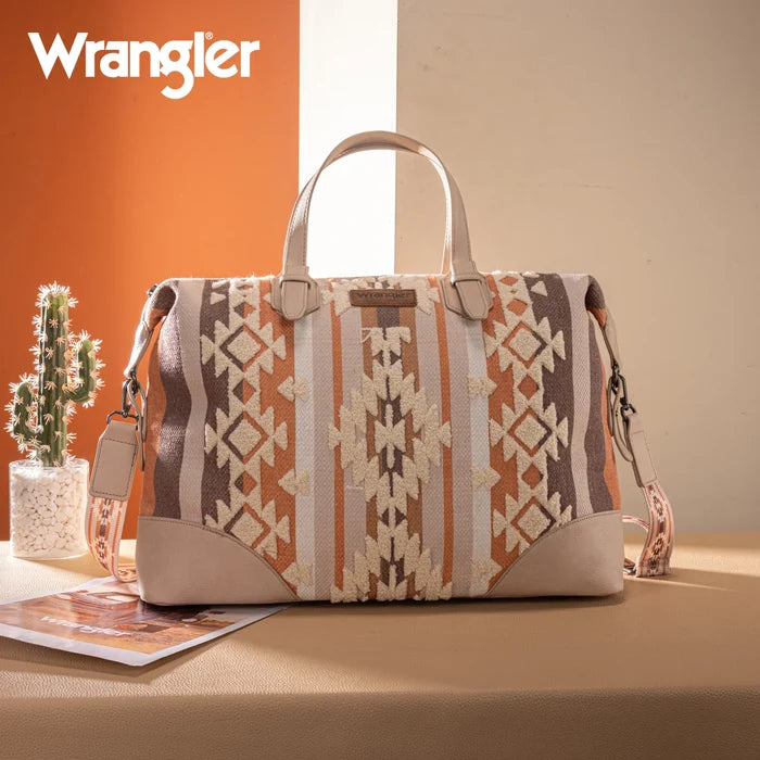 Wrangler Sherpa Aztec Canvas Duffel Bag Weekender Bag Large Purse WG313-5110TN