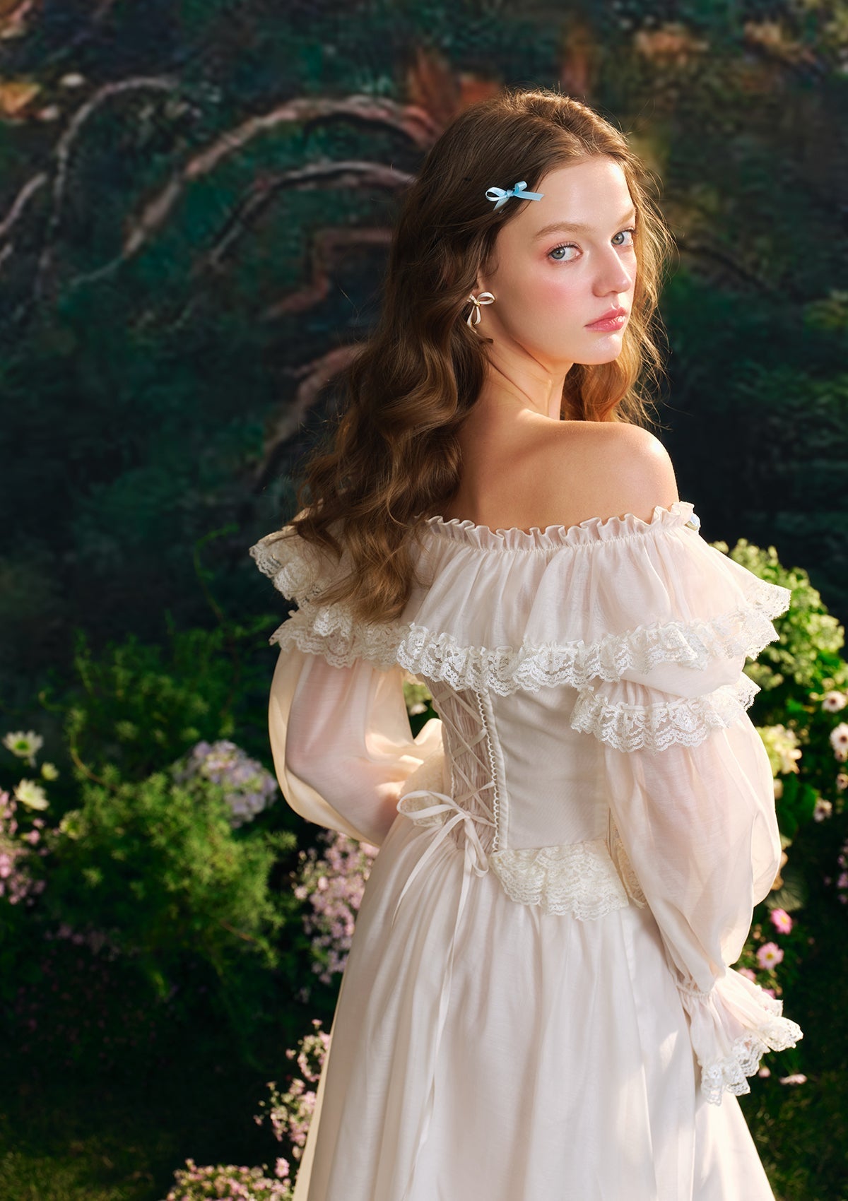 （US Exclusive）Blue Hydrangea Corset Dress