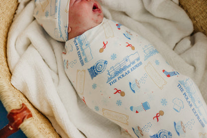 Knit Swaddle Blanket - The Polar Express