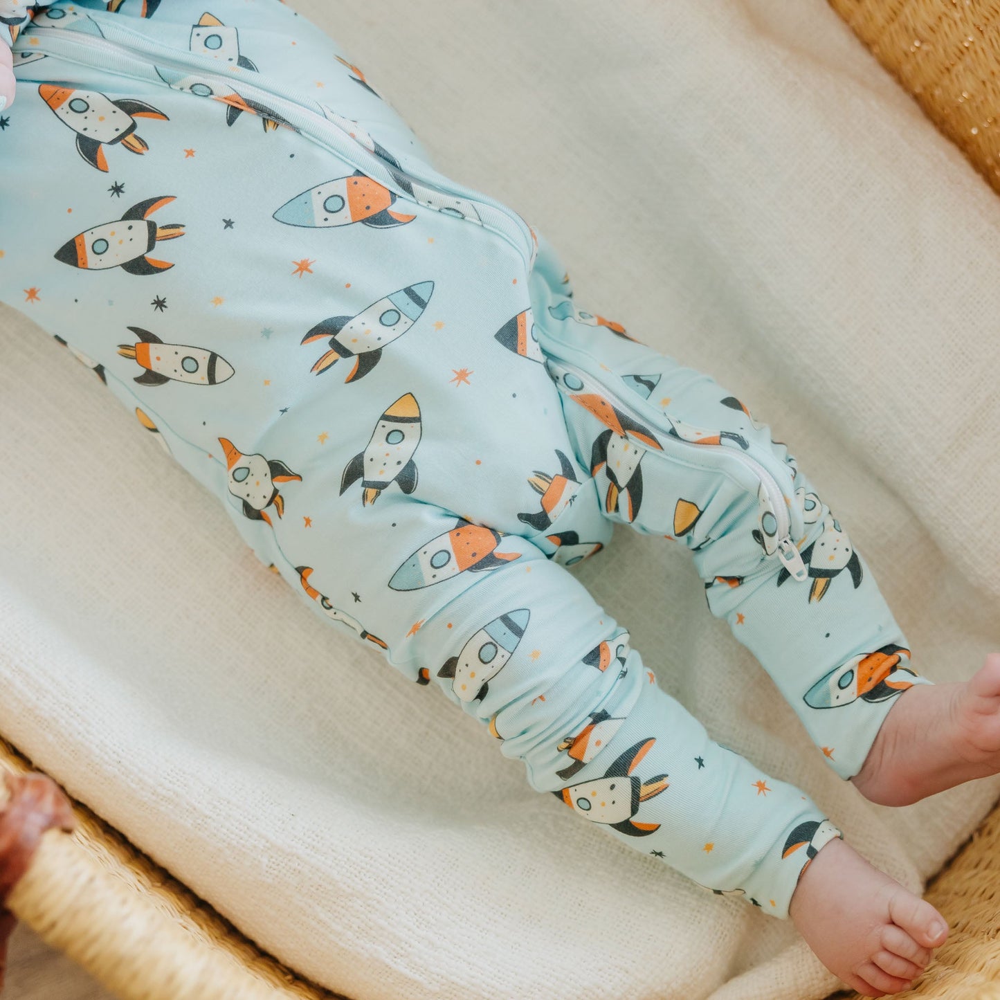 Bamboo Convertible Zip-Up Footie Pajama - Rocketeer