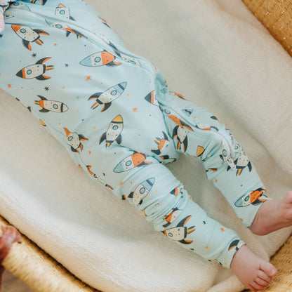 Bamboo Convertible Zip-Up Footie Pajama - Rocketeer