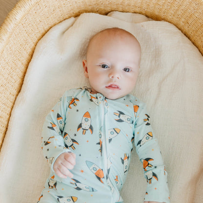 Bamboo Convertible Zip-Up Footie Pajama - Rocketeer