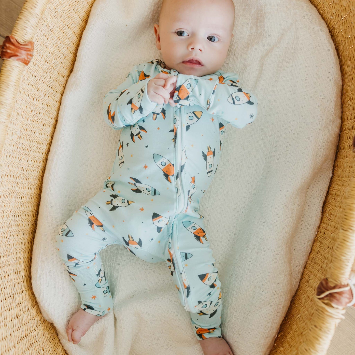 Bamboo Convertible Zip-Up Footie Pajama - Rocketeer