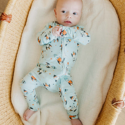 Bamboo Convertible Zip-Up Footie Pajama - Rocketeer