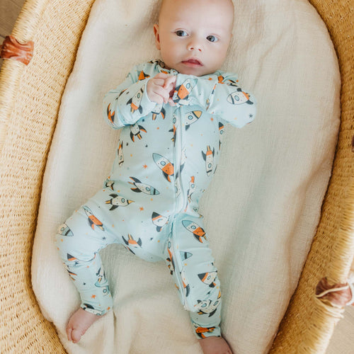 Bamboo Convertible Zip-Up Footie Pajama - Rocketeer