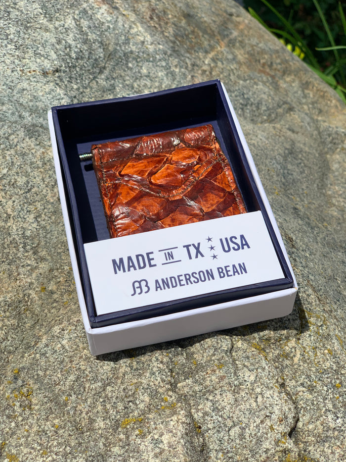 Anderson Bean Genuine Exotic Leather Money Clip Card Holder