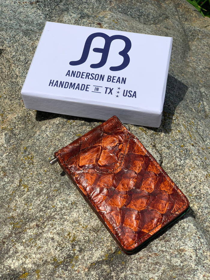 Anderson Bean Genuine Exotic Leather Money Clip Card Holder