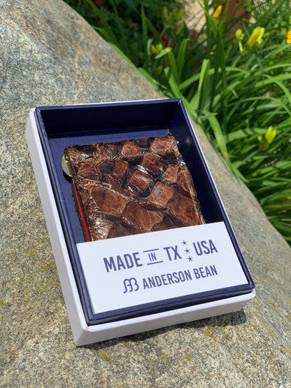 Anderson Bean Genuine Exotic Leather Money Clip Card Holder