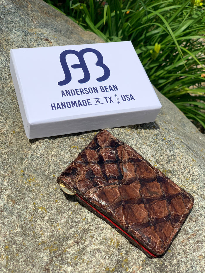 Anderson Bean Genuine Exotic Leather Money Clip Card Holder