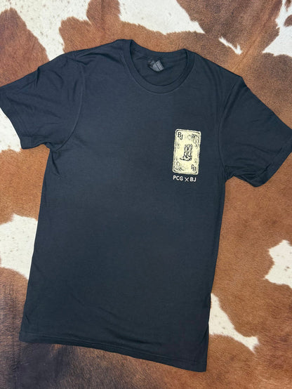 Painted Cowgirl X Black Jack Boots Exclusive Black Tee Shirt