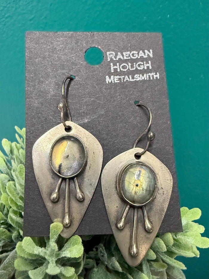 Raegan Hough Metalsmith 3 Ray Silver & Stone Hook Earrings