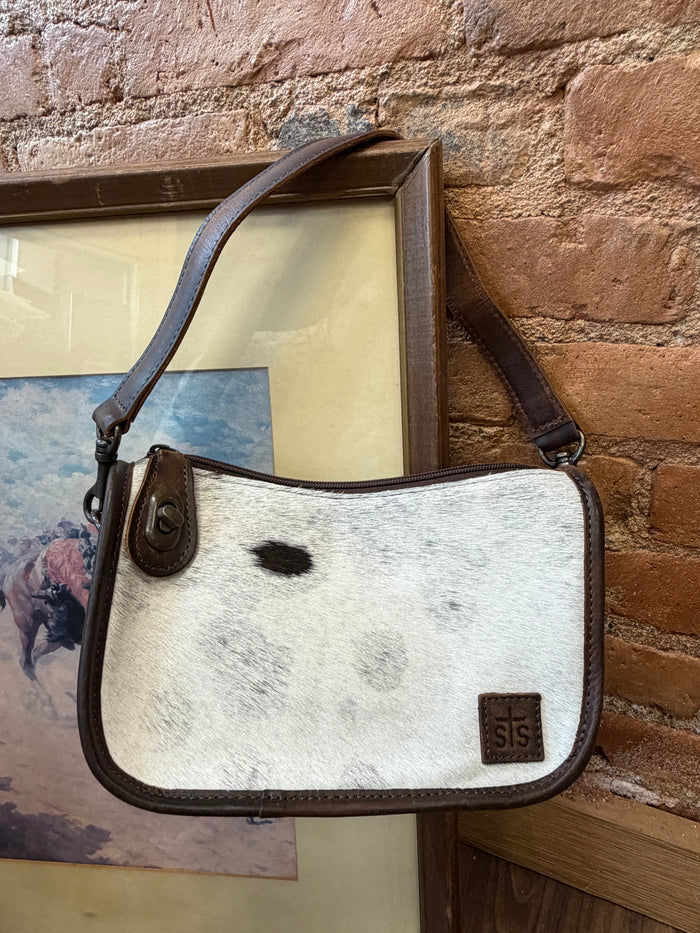 STS Ranchwear Emmy Hair-On Cowhide & Brown Genuine Leather Crossbody Purse STS34296